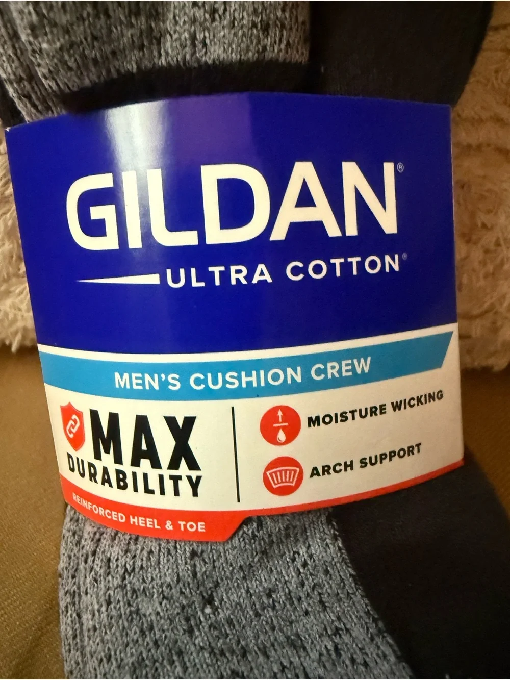 Gildan Men's Cushion Crew Socks - Black & Gray Duo